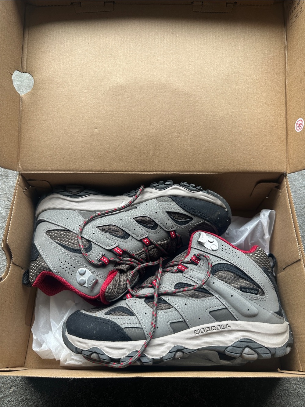 Merrell Kids Gray and Red Hiking Sneakers